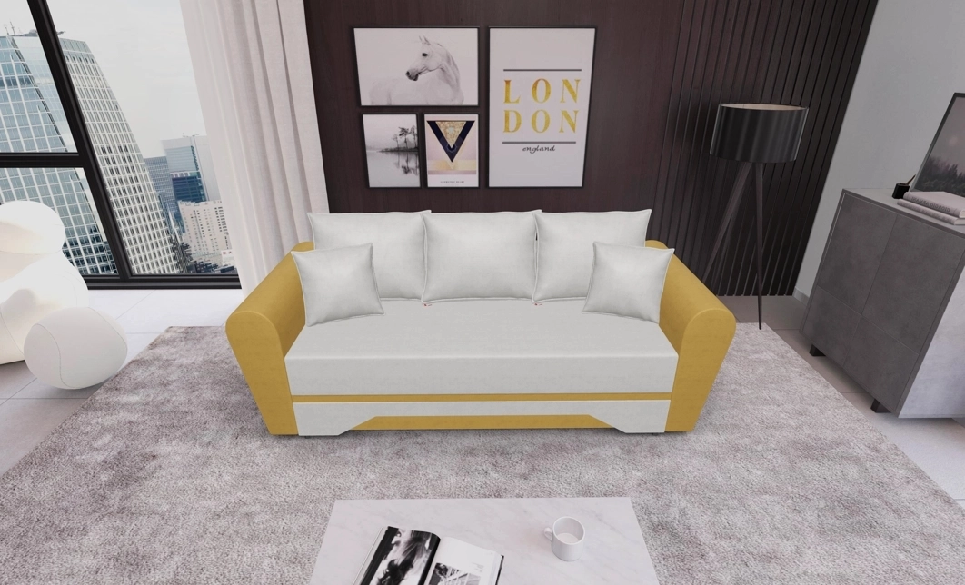 Canapea Extensibilă Atlanta Bonell Mini, Bej Deschis/Mustar
