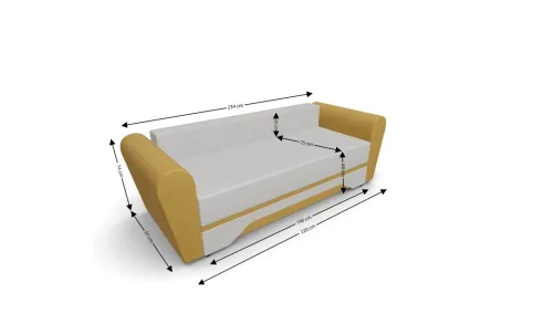 Canapea Extensibilă Atlanta Bonell Mini, Bej Deschis/Mustar