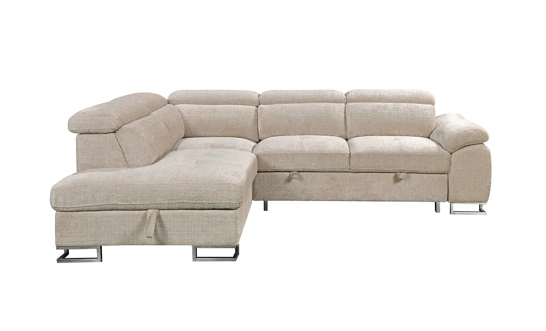 Colțar Extensibil Cremona KF7629 cu Ladă Depozitare, Șezlong Stânga, Bej 1