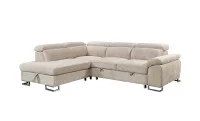 Colțar Extensibil Cremona KF7629 cu Ladă Depozitare, Șezlong Stânga, Bej 2