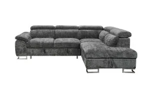 Colțar Extensibil Cremona KF7629 cu Ladă Depozitare, Șezlong Dreapta, Gri