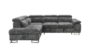 Colțar Extensibil Cremona KF7629 cu Ladă Depozitare, Șezlong Stânga, Gri
