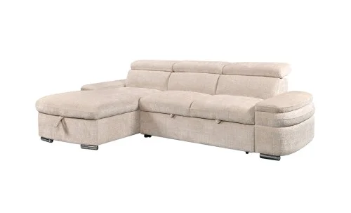 Colțar Extensibil Cremona KF7868 cu 2 Spații Depozitare, Șezlong Stânga, Bej