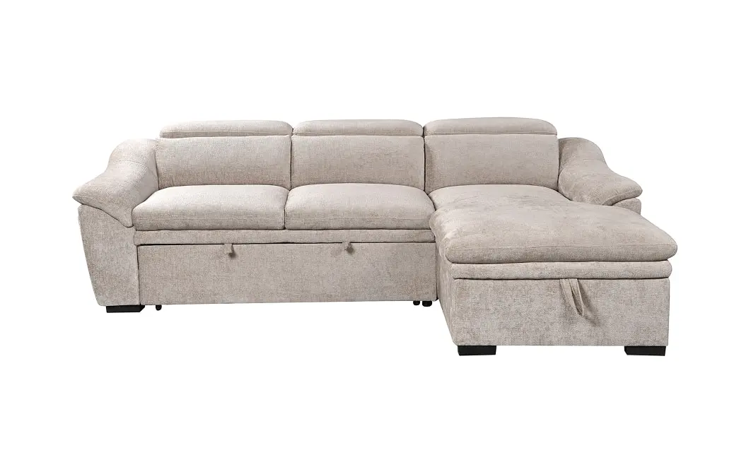 Colțar Extensibil Harmony KF7489 cu Ladă Depozitare, Șezlong Dreapta, Gri Deschis 1