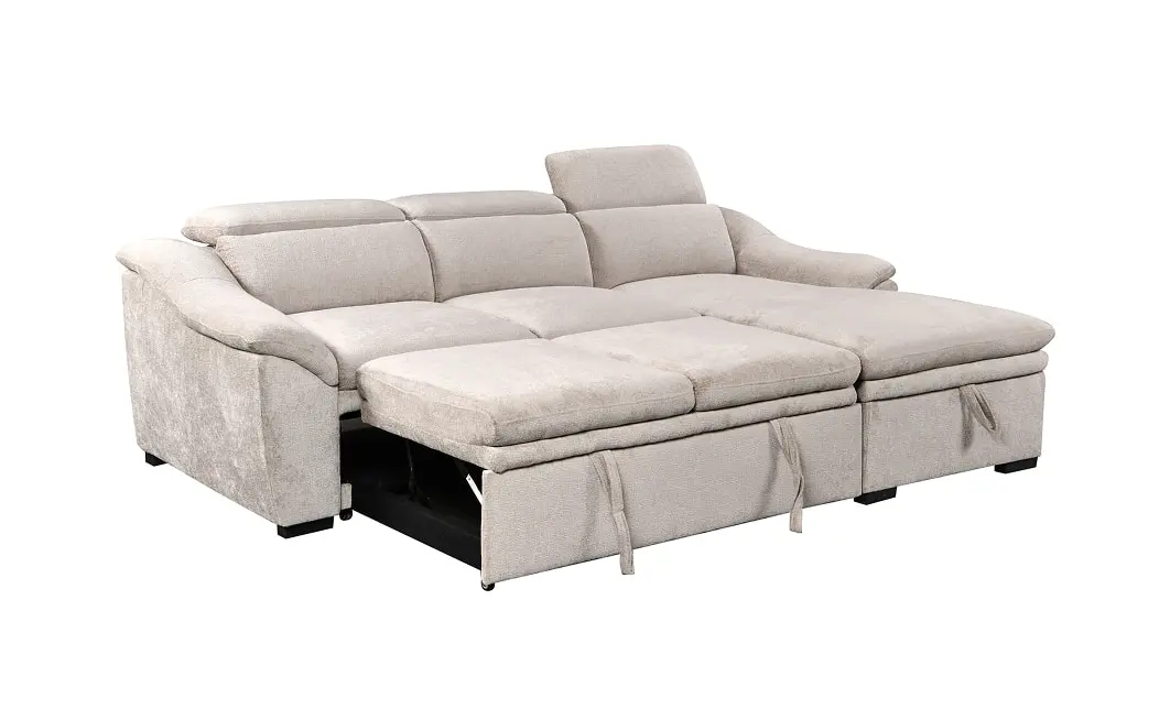 Colțar Extensibil Harmony KF7489 cu Ladă Depozitare, Șezlong Dreapta, Gri Deschis 3