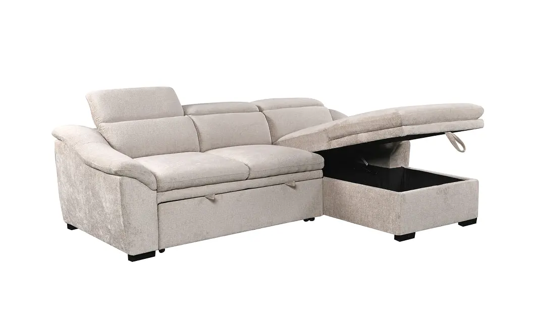 Colțar Extensibil Harmony KF7489 cu Ladă Depozitare, Șezlong Dreapta, Gri Deschis 4