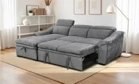 Colțar Extensibil Harmony KF7489 cu Ladă Depozitare, Șezlong Stânga, Gri Închis 6