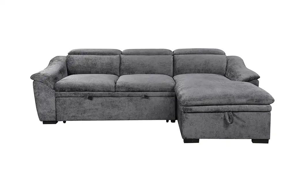 Colțar Extensibil Harmony KF7489 cu Ladă Depozitare, Șezlong Dreapta, Gri Închis 1