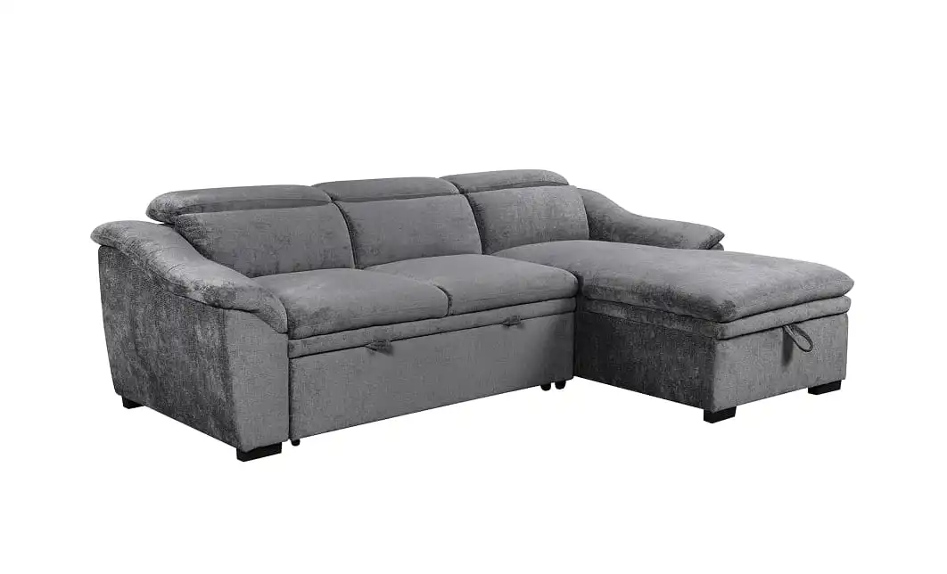 Colțar Extensibil Harmony KF7489 cu Ladă Depozitare, Șezlong Dreapta, Gri Închis 2