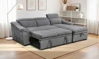 Colțar Extensibil Harmony KF7489 cu Ladă Depozitare, Șezlong Dreapta, Gri Închis 5