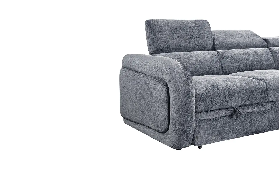 Colțar Extensibil Harmony KF7908 cu Ladă Depozitare, Șezlong Dreapta, Gri Închis 6