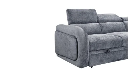 Colțar Extensibil Harmony KF7908 cu Ladă Depozitare, Șezlong Dreapta, Gri Închis