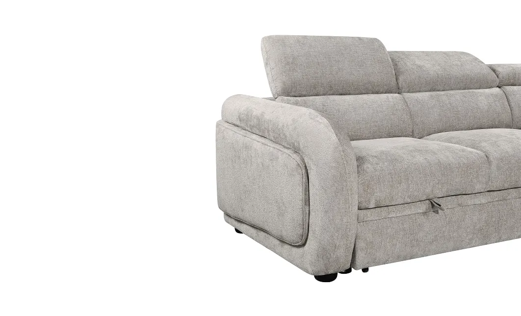 Colțar Extensibil Harmony KF7908 cu Ladă Depozitare, Șezlong Dreapta, Gri Deschis 6