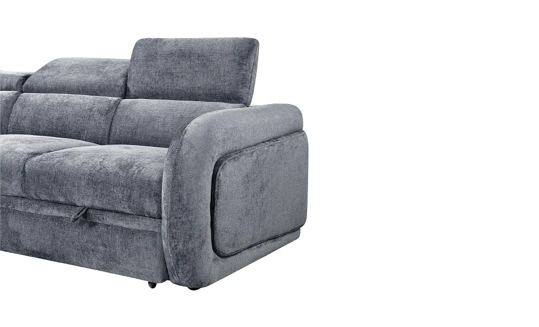 Colțar Extensibil Harmony KF7908 cu Ladă Depozitare, Șezlong Stânga, Gri Închis 6