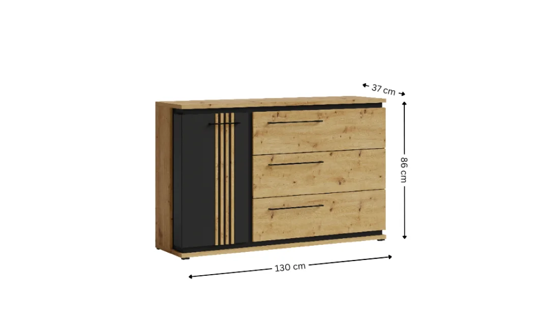 Comodă Living Molto Artisan ML12, Neagră 1
