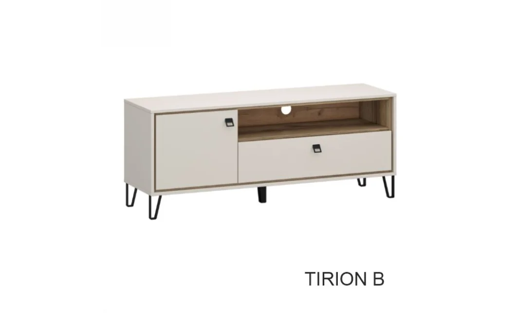 Comodă Tirion B cu 1 Sertar și 1 Ușă, Albă Cashmir