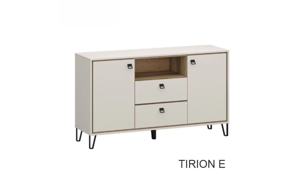 Comodă Tirion E cu 2 Sertare și 2 Uși, Albă Cashmir