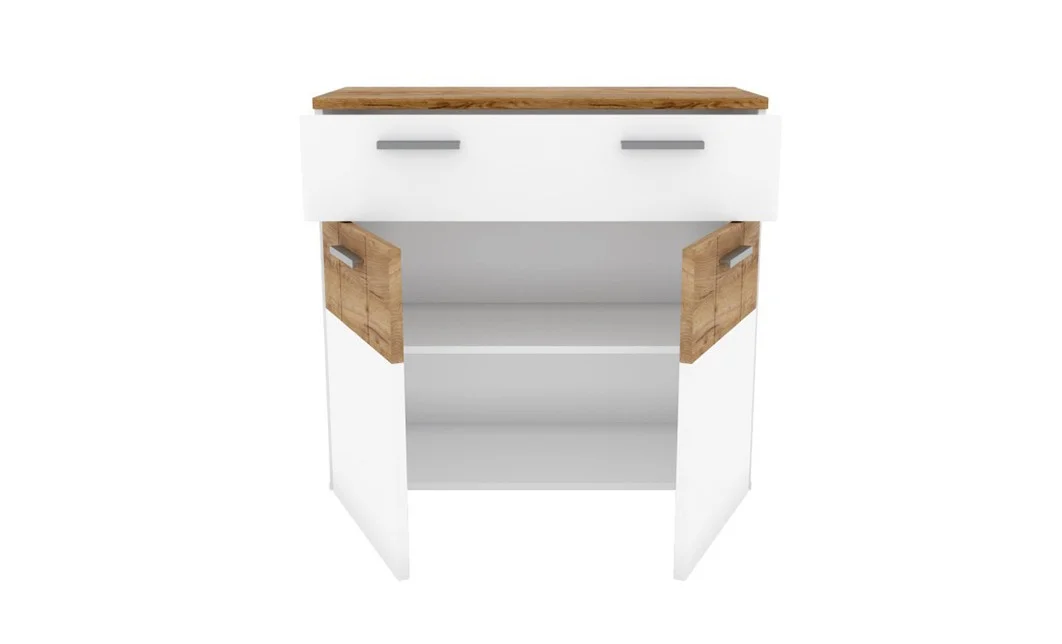 Comodă Candy C, Albă / Maro Deschis 1