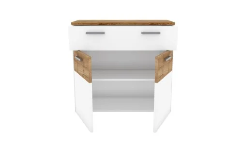 Comodă Candy C, Albă / Maro Deschis