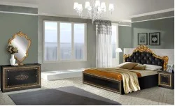 Dormitor Clasic Anette Nero cu Dulap 4 Uși