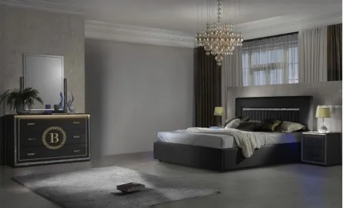 Dormitor Modern Gemma Nero cu Dulap 4 Uși