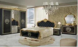 Dormitor Clasic Vilma Nero Gold cu Dulap 6 Uși