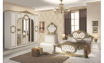 Dormitor Barocco Bianco Gold 6A 160 Dormitor Barocco Bianco Gold 6A 160