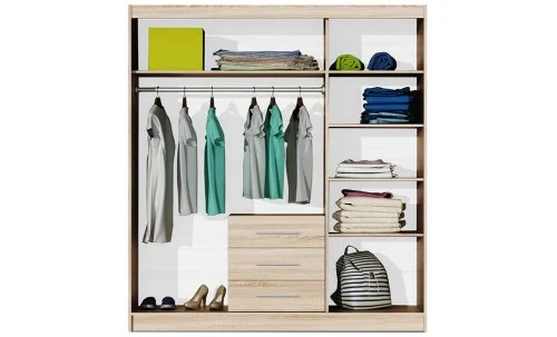 Dulap Bali D3 Sonoma cu Oglindă și 3 Uși