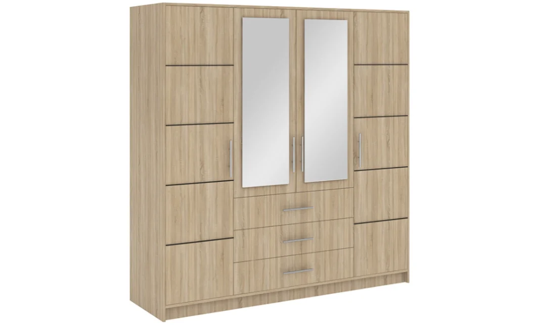 Dulap Bali 4 Usi D4 Sonoma cu Oglinda 196 cm 3