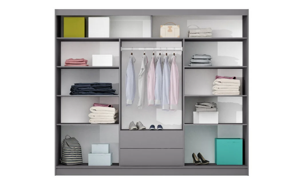 Dulap Batumi Alb 250 Uși Glisante cu Oglindă 3