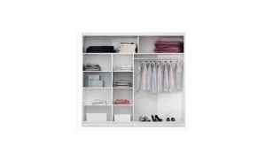 Dulap Brandon Usi Glisante Alb/Negru cu Oglinda 203 