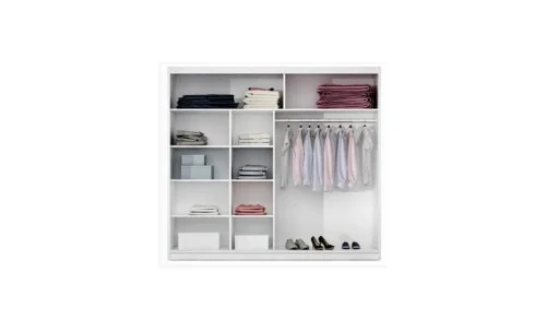 Dulap Brandon Usi Glisante Alb/Negru cu Oglinda 203 