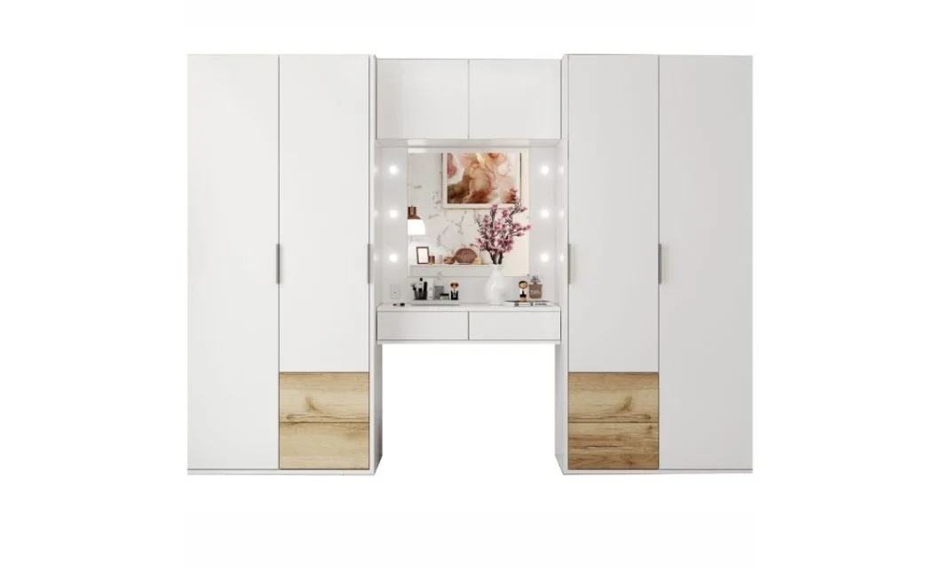 Dulap Latina 300 Alb Cu Oglinda si Masuta Machiaj 2