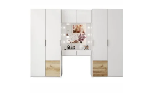 Dulap Latina 300 Alb Cu Oglinda si Masuta Machiaj