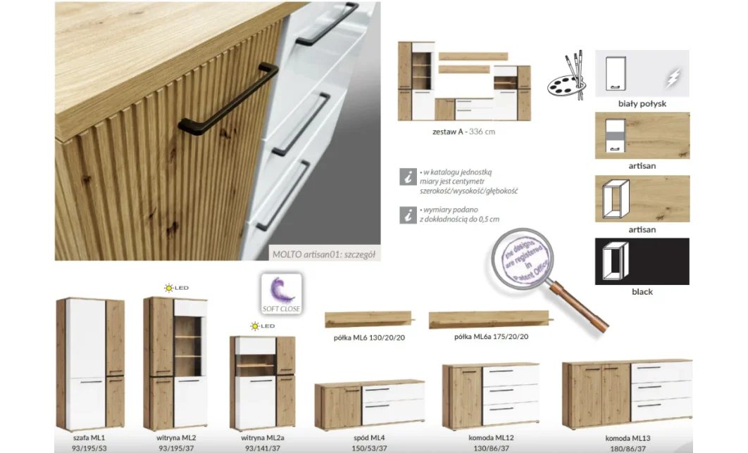 Dulap Living Molto Alb Artisan ML1 3