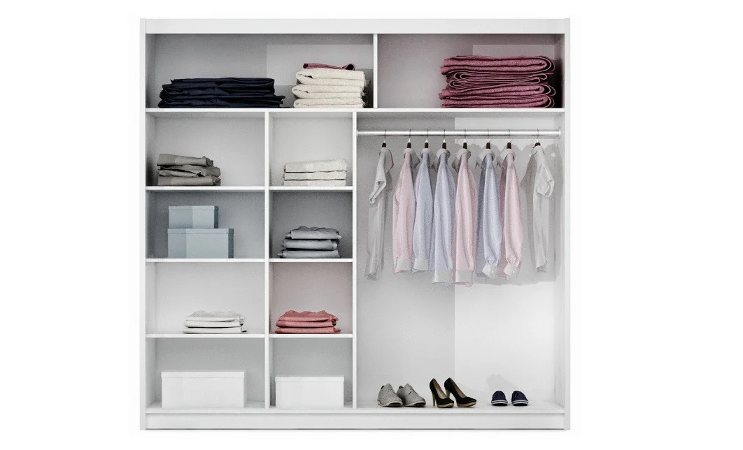 Dulap Lizbona 2 Usi Glisante Alb cu Oglinda 203  2