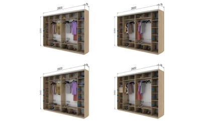 Dulap MDF + Oglinda L2.8M  L 2800 x H 2200 x A 450