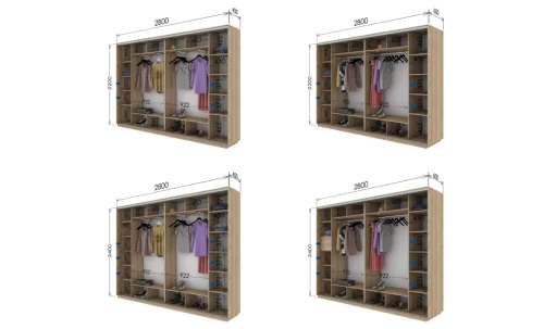 Dulap MDF + Oglinda L2.8M  L 2800 x H 2200 x A 450