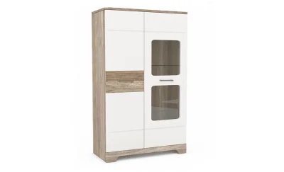 Vitrina cu doua usi Mulatto C oak canyon/white gloss