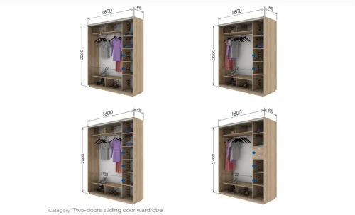 Dulap Oglinda si Print S-06 Bej cu Verde / L160 x H220 x A45