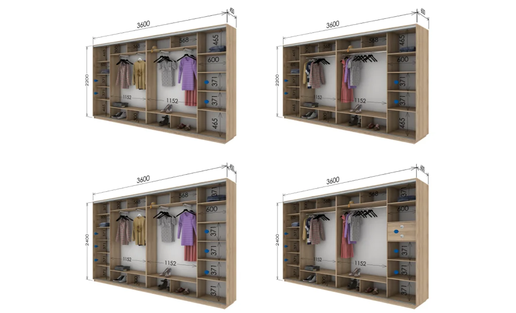 Dulap Print Roz cu Oglinzi / L360 x H240 x A60 1