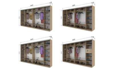 Dulap Print Roz cu Oglinzi / L360 x H220 x A45