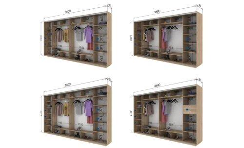 Dulap Print Roz cu Oglinzi / L360 x H240 x A60