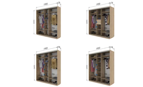 Dulap Oglinda Sablata 3 Usi СТ962, L190 X H220 X A45