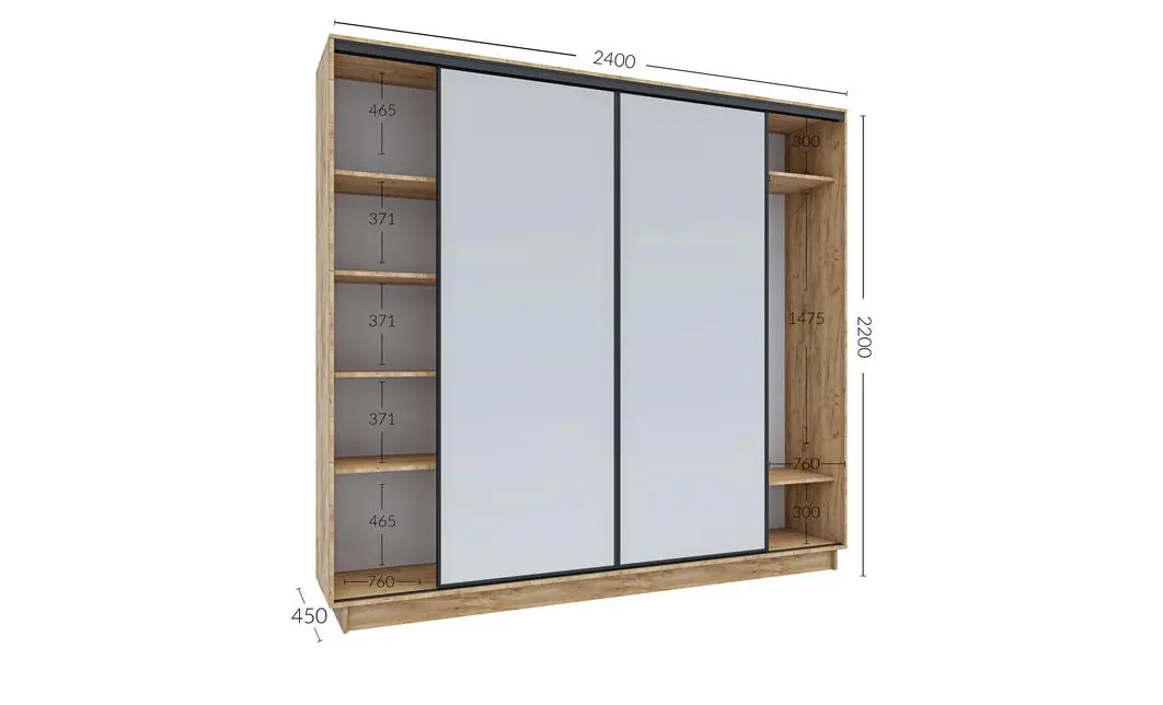 Dulap Universal Stejar, 240 x 220 x 45 cm 2