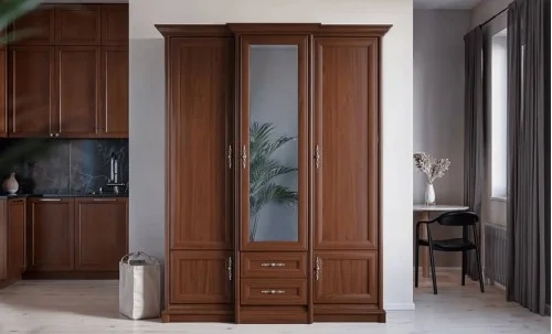 Dulap Dormitor Sonata 3D2S cu 2 Sertare și 3 Uși, Nuc / Maro