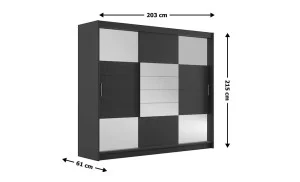 Dulap Aruba 2 Grafit 203 Uși Glisante cu Oglindă