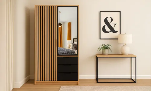 Dulap Bali Lux 2 Usi D2 cu Riflaj si Oglinda