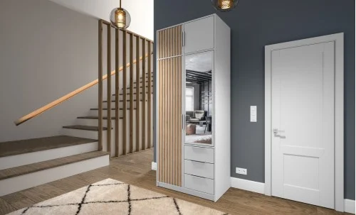 Dulap Bali Lux D2 Alb 2 Uși cu Riflaj și Suprapozabil