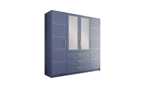 Dulap Bali 2 D4 Albastru cu Oglindă și 4 Uși
